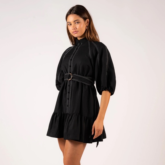 NWT Aureta Studio Florence Mini Dress Black Size Small - Picture 2 of 7